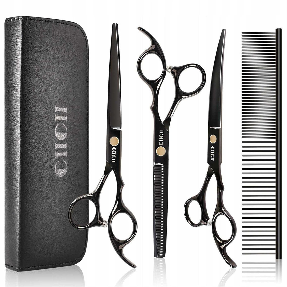 7 Inch Dog Grooming Scissors Kit with Curved Scissors N1477