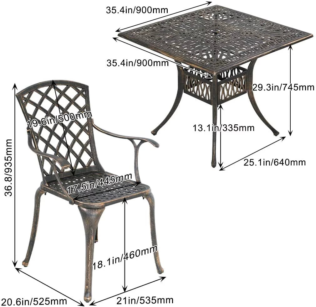 Outdoor Dining Table Set with 4 Wrought Iron Chairs G1297