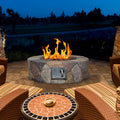 Cyan & Grey 28 Inch Round Gas Fire Pit Table with Lava Rocks B968