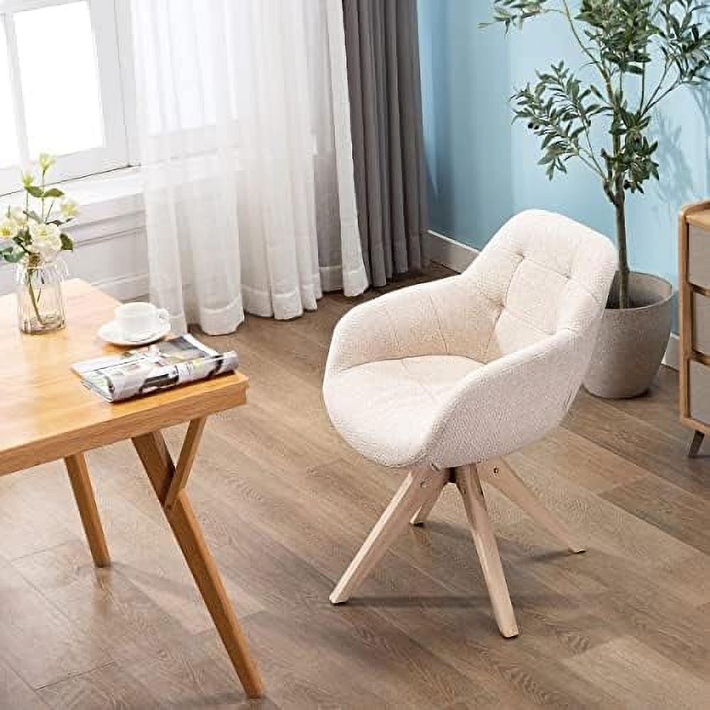 Mid Century Modern Swivel Fabric Accent Chair with Oak Wood Legs W5786