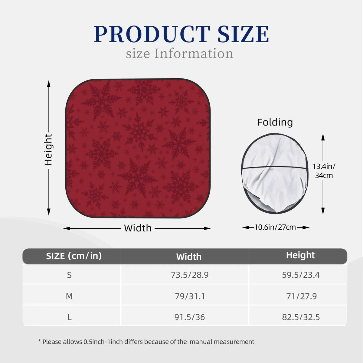 Christmas Red Snowflakes 2 Pack Foldable Car Windshield Sun Shade R379