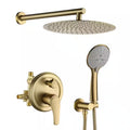 Wall Mount Dual Shower Heads with Valve in Brushed Gold J688231