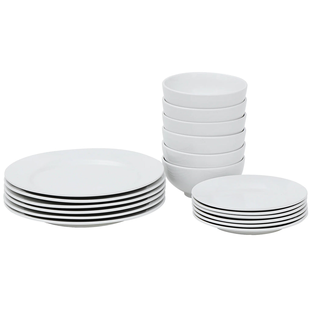 White 18 Pc Dinnerware Set for 6 R936