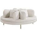 Cream Velvet Roundabout Sofa with Gold Iron Legs G7458