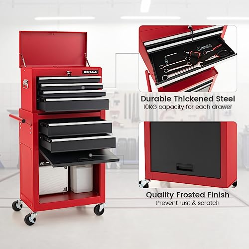 Rolling Tool Chest Cabinet with Wheels and Lock, 6 Drawers H825