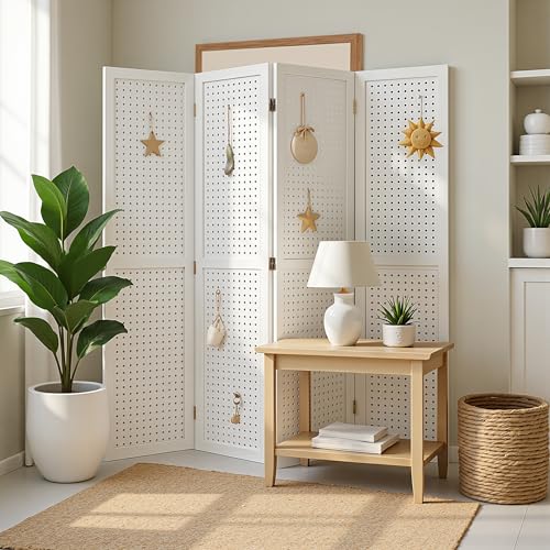 8 Panel Wood Peg Board Room Divider N613082