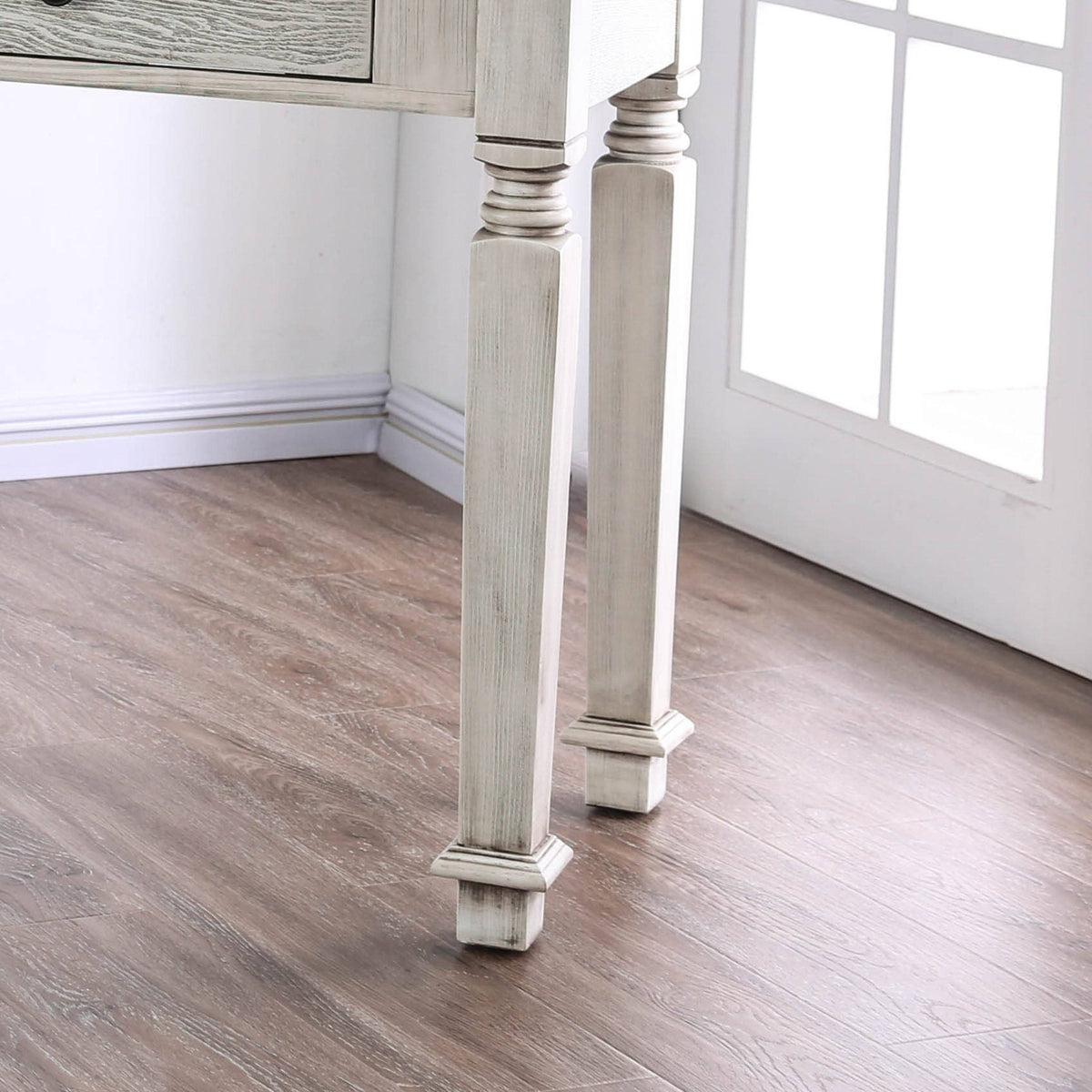 White 52-Inch Solid Wood 2-Drawer Sofa Table M5092
