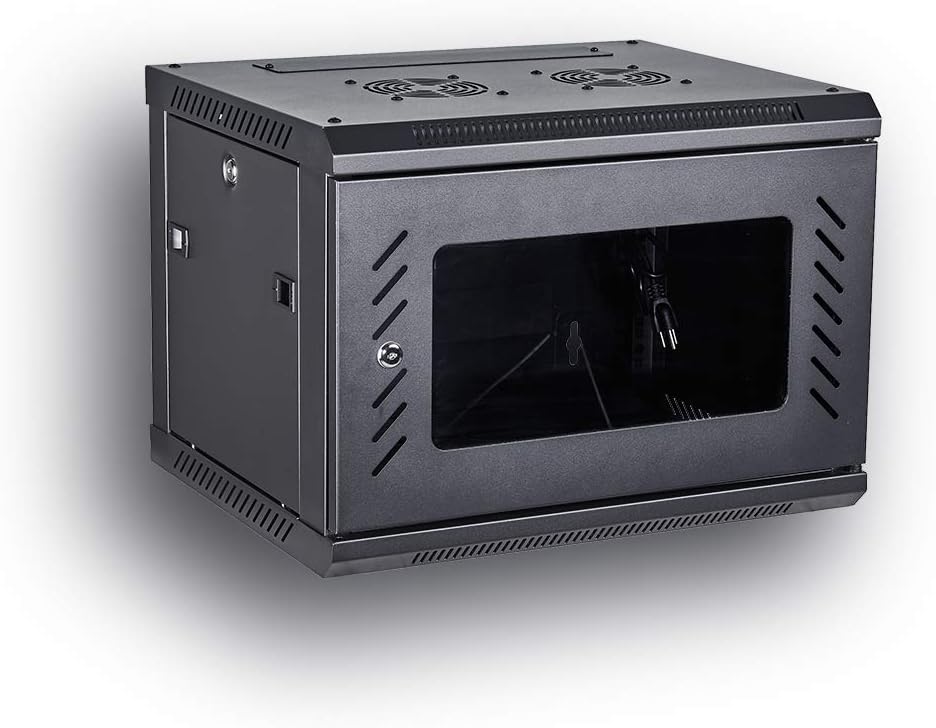 BLACK 06U 19-Inch Server Network Rack with Locking Glass Door P6218