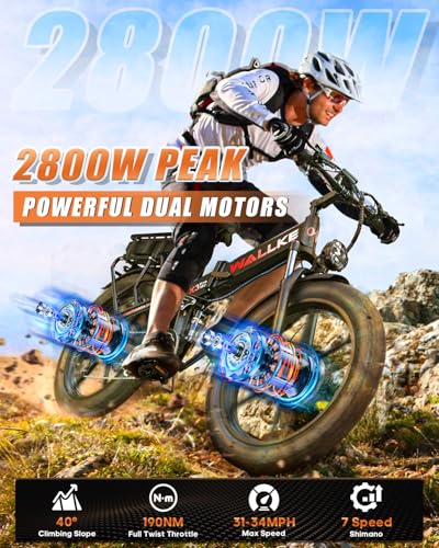 26" Fat Tire 48V 44Ah Battery Full Suspension Electric Mountain Bike N535