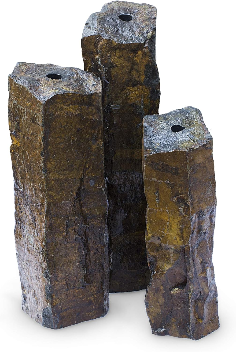 Set of 3 Basalt Stone Fountain Columns T3965