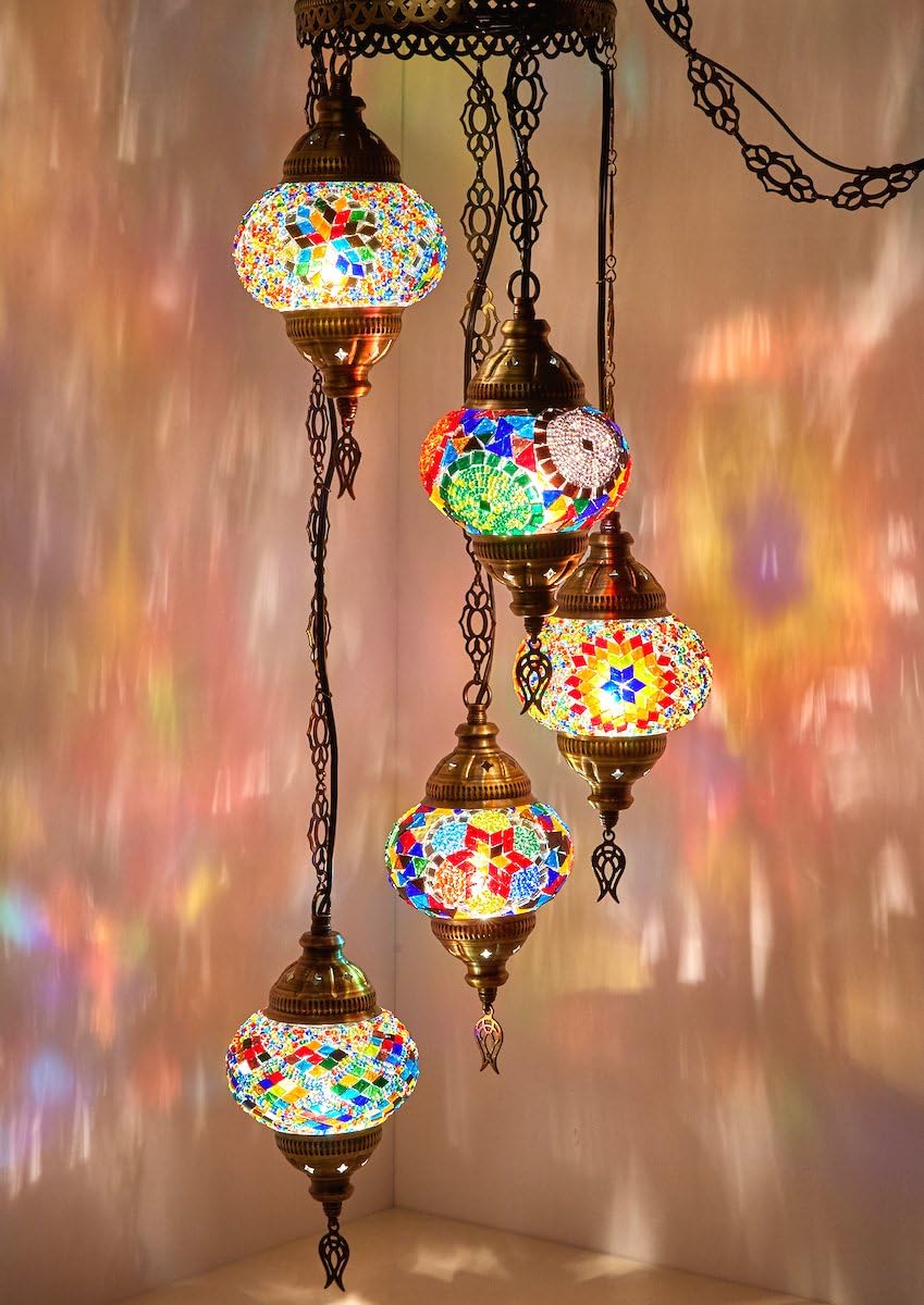 5 Globes Mosaic Ceiling Hanging Pendant Light Fixture G754396
