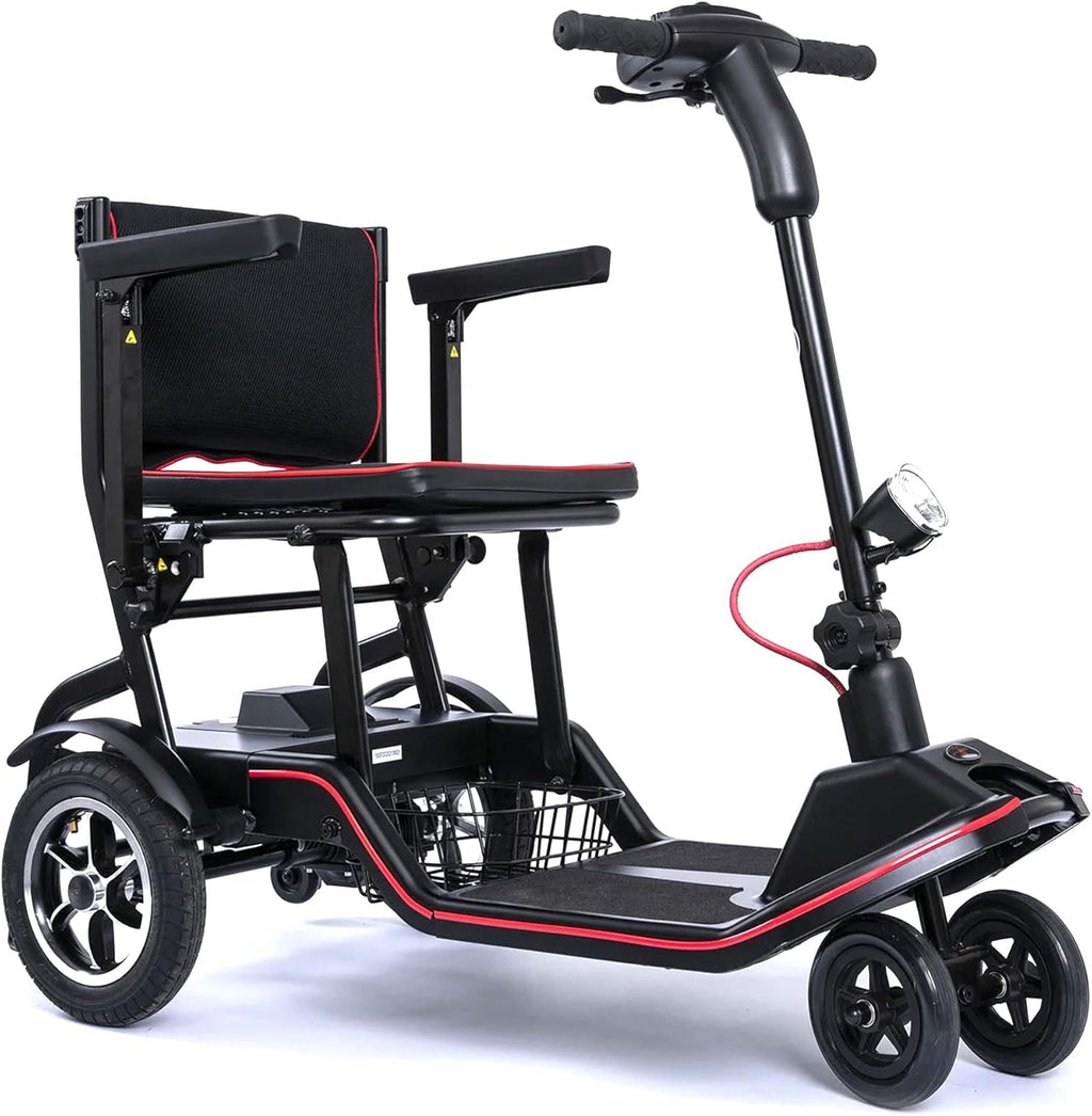 Black 4 Wheel Mobility Scooter with Arm Rests and Basket V5614