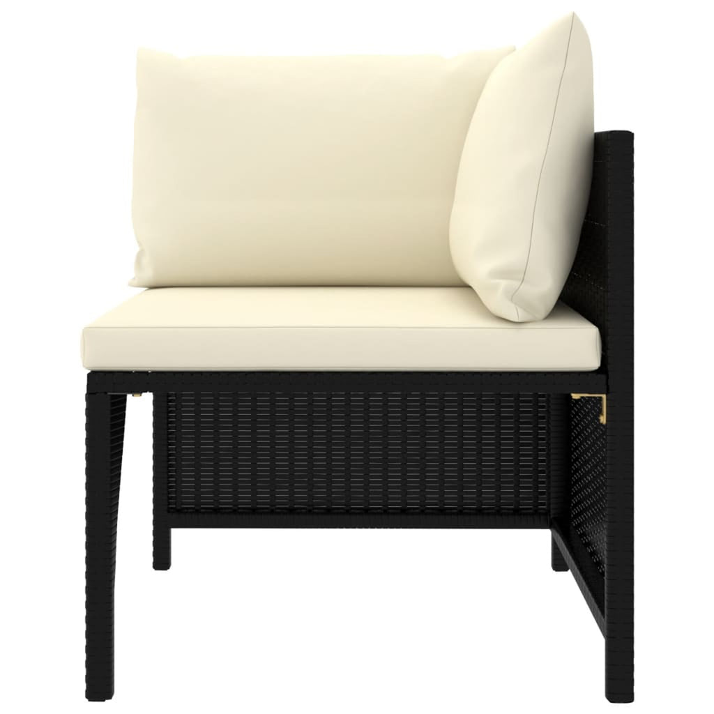 6 Piece Poly Rattan Garden Set with Cushions Black Y125156