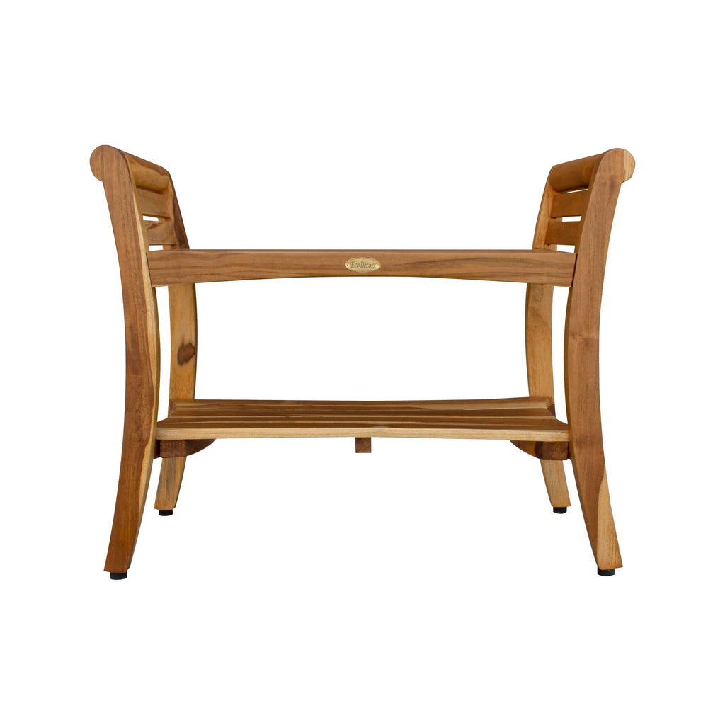 Solid Teak Shower Bench with Shelf E72644