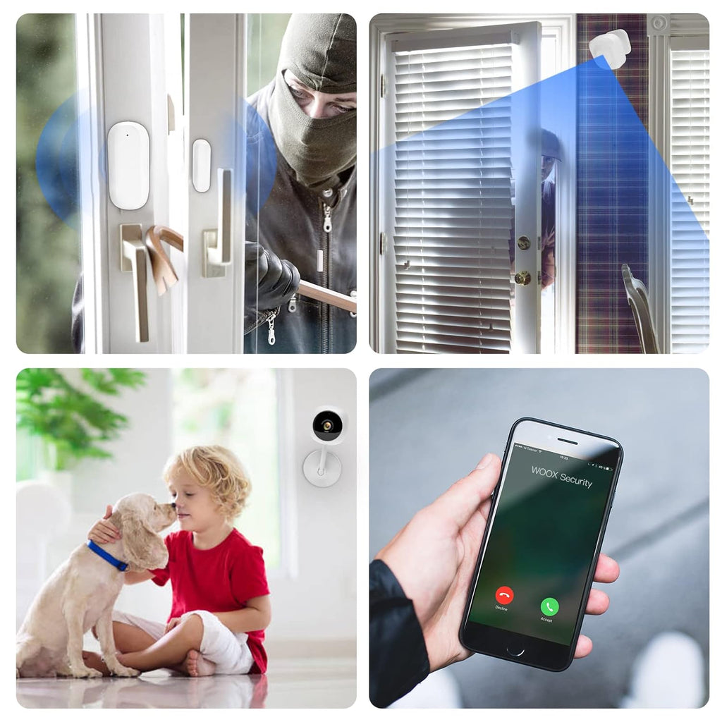 Wireless Home Security System 4 Pieces Kit with Indoor Camera and Motion Detector U43582