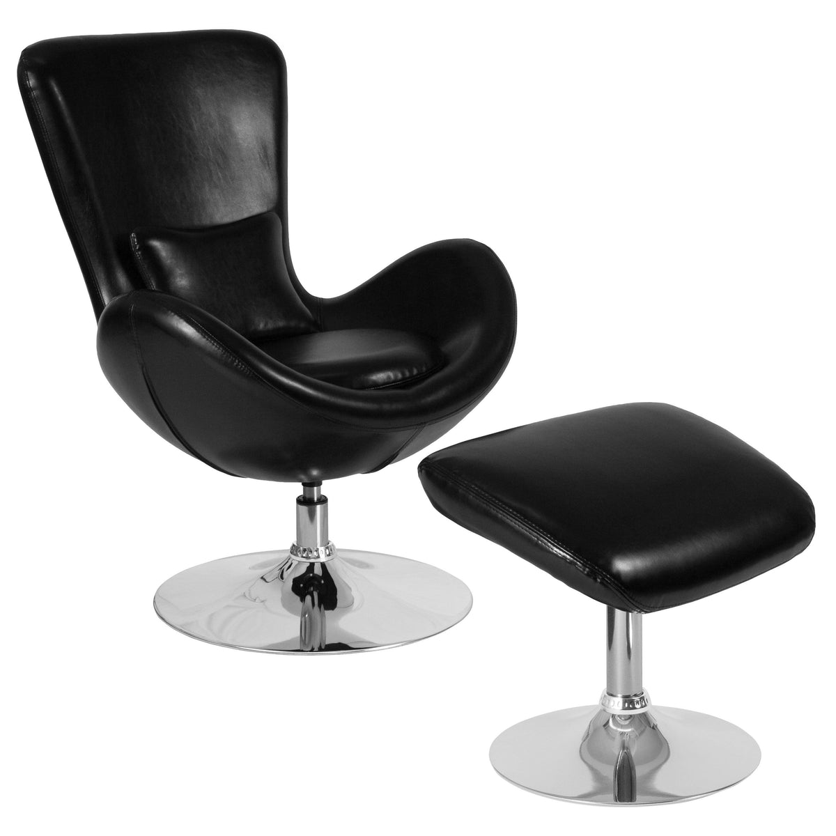 Green Fabric Side Reception Chair with Ottoman E980