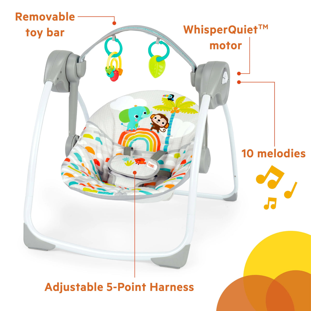 Portable Compact Baby Swing with Toys M7182