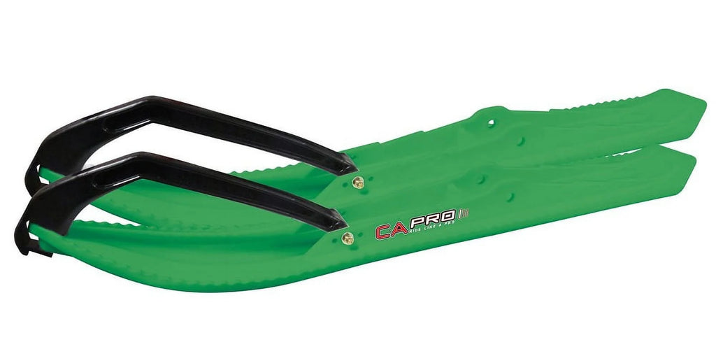 Green BX Snowmobile Skis with 6" Round Bars Complete Kit B607