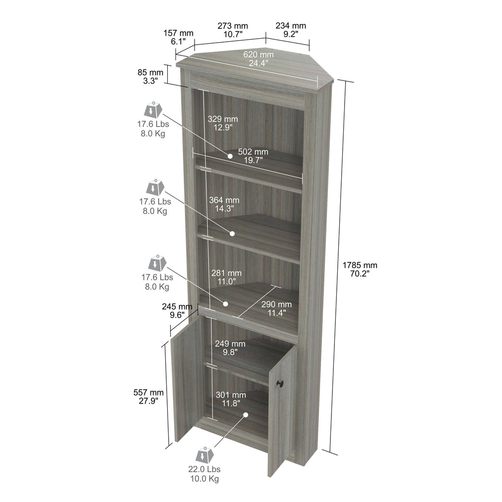 Smoked Oak Corner Bookcase I10748