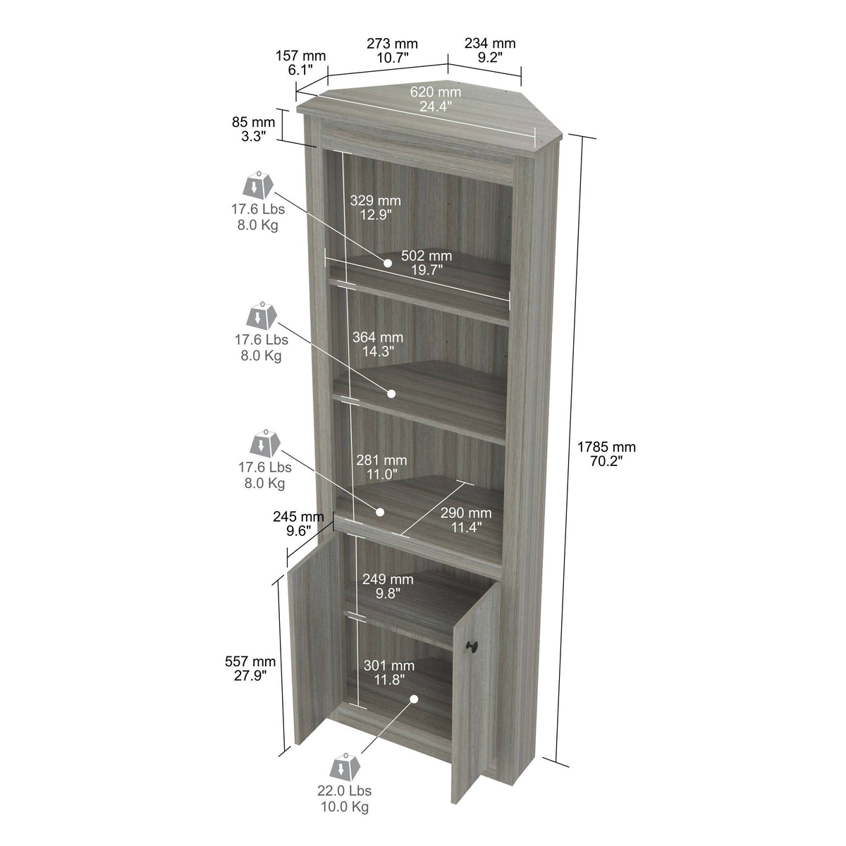 Smoked Oak Corner Bookcase I10748