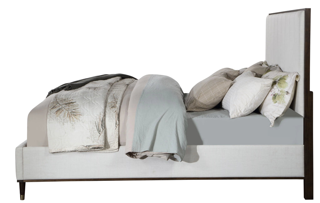 Light Gray and White and Brown Wooden Bed M9204