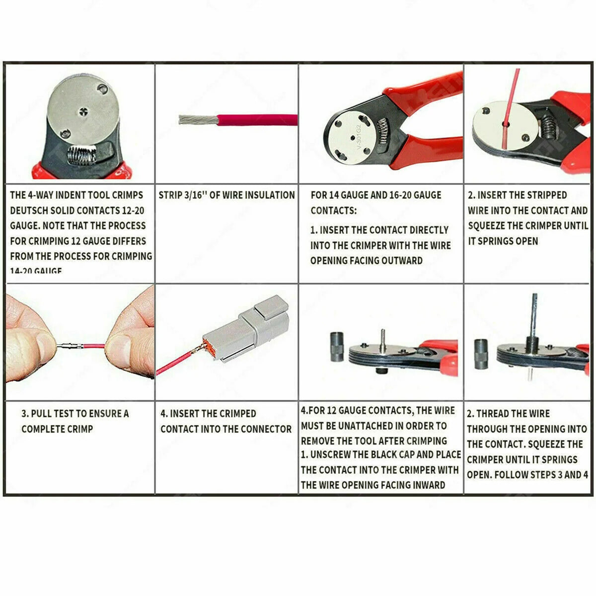 DT Connector Plug Kit, 2 3 4 6 8 Pin Automotive Electrical Connectors with Crimp Tool U6155