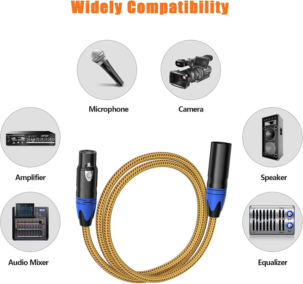 10Pack 6ft Nylon Braided XLR Male to Female Microphone Cable X724309