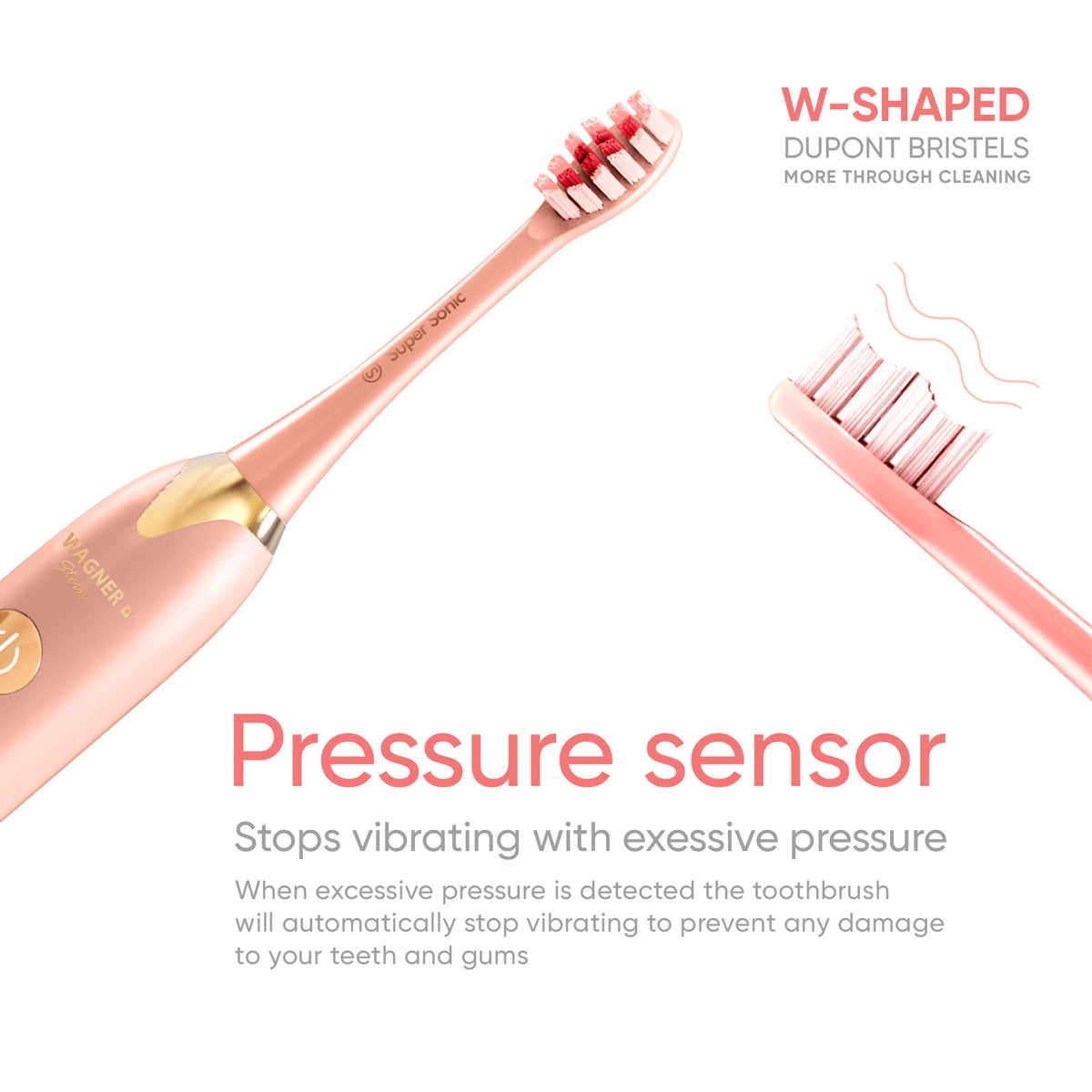 2 Electric Toothbrushes with Pressure Sensor, 5 Brushing Modes, Pink/Blue G9357