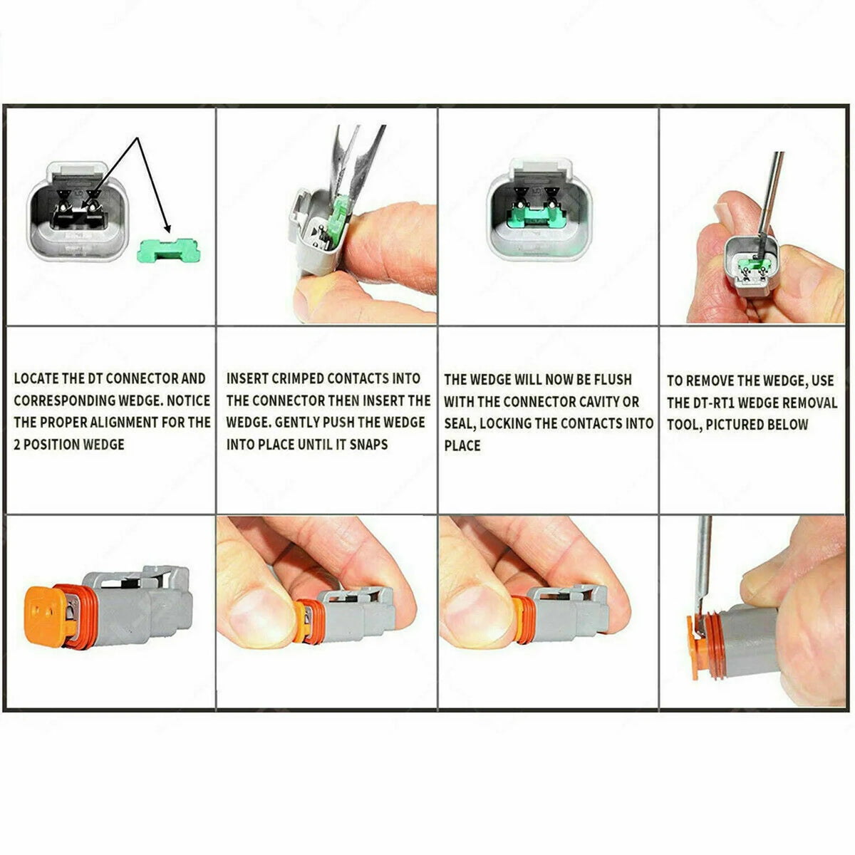 DT Connector Plug Kit, 2 3 4 6 8 Pin Automotive Electrical Connectors with Crimp Tool U6155