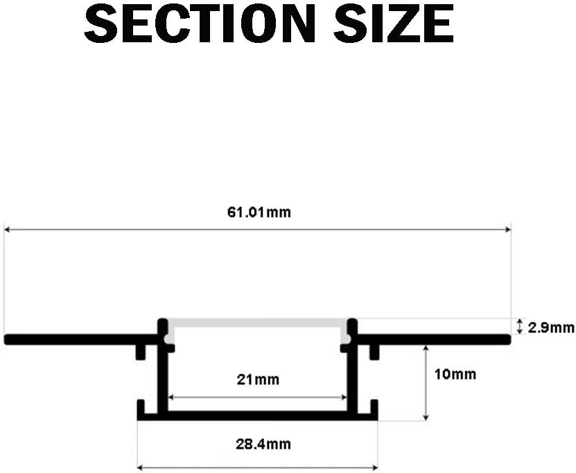 5-Pack 2 Meter Recessed LED Aluminum Channel with Diffuser and End Caps L2067
