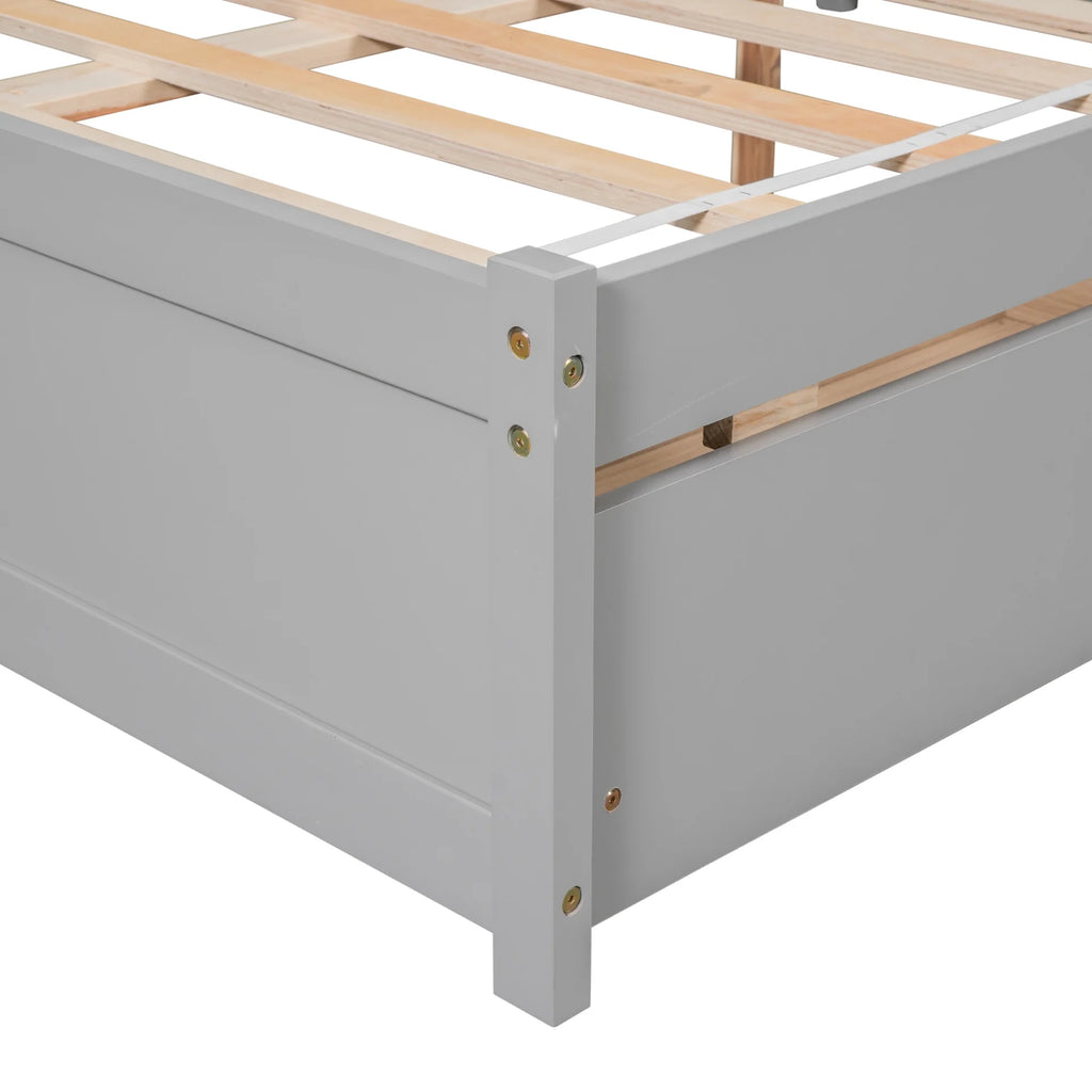 White Wooden Twin Size Platform Bed with 2 Storage Drawers E9741