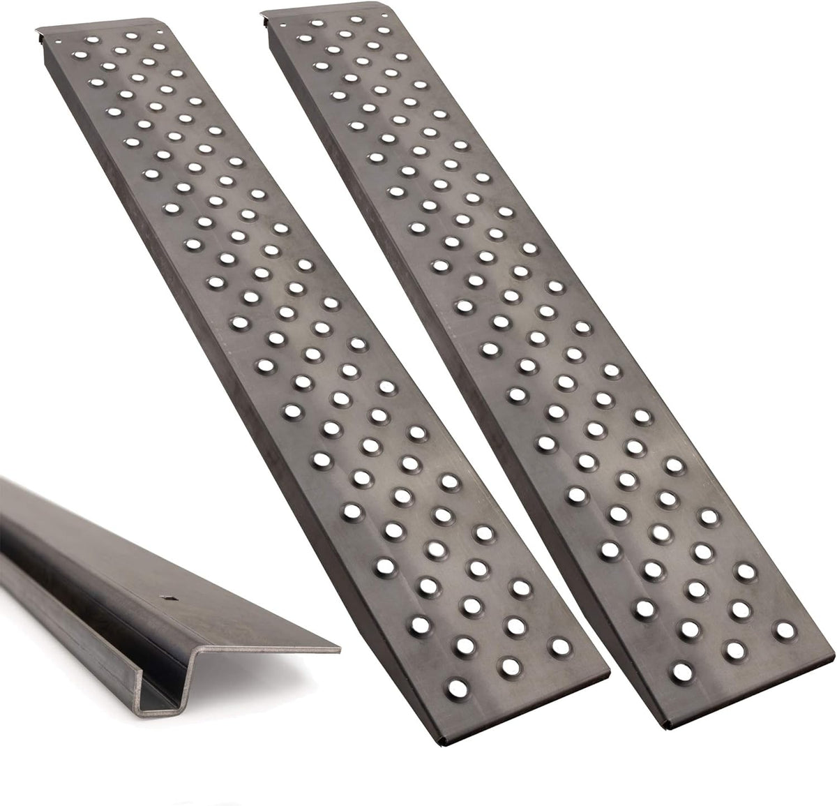 10ga Steel Heavy Duty Trailer Loading Ramps with Mounting Brackets, 5000lb Capacity, 2-Pack Ramp V35384