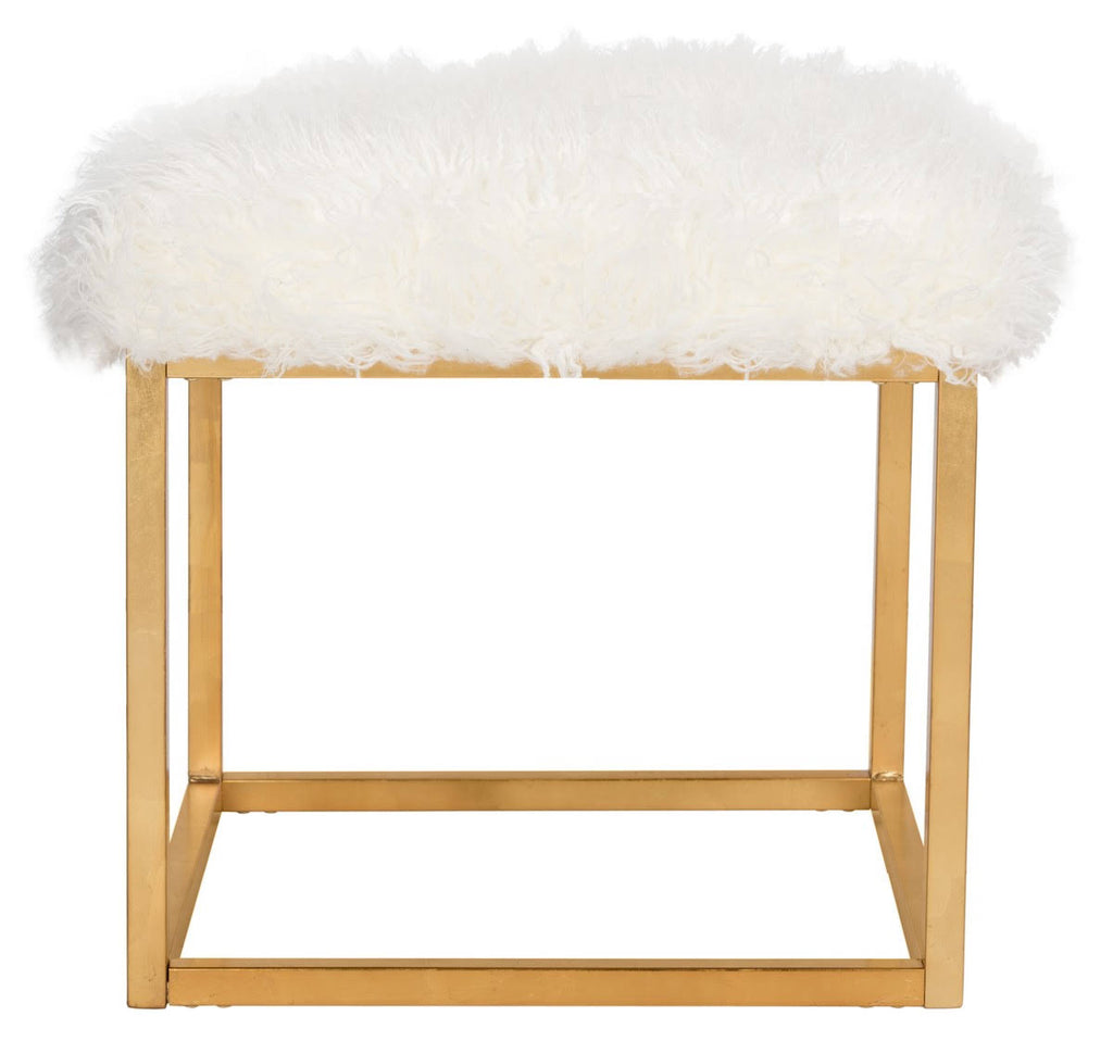 White Faux Sheepkin Square Ottoman R19893