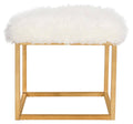 White Faux Sheepkin Square Ottoman R19893