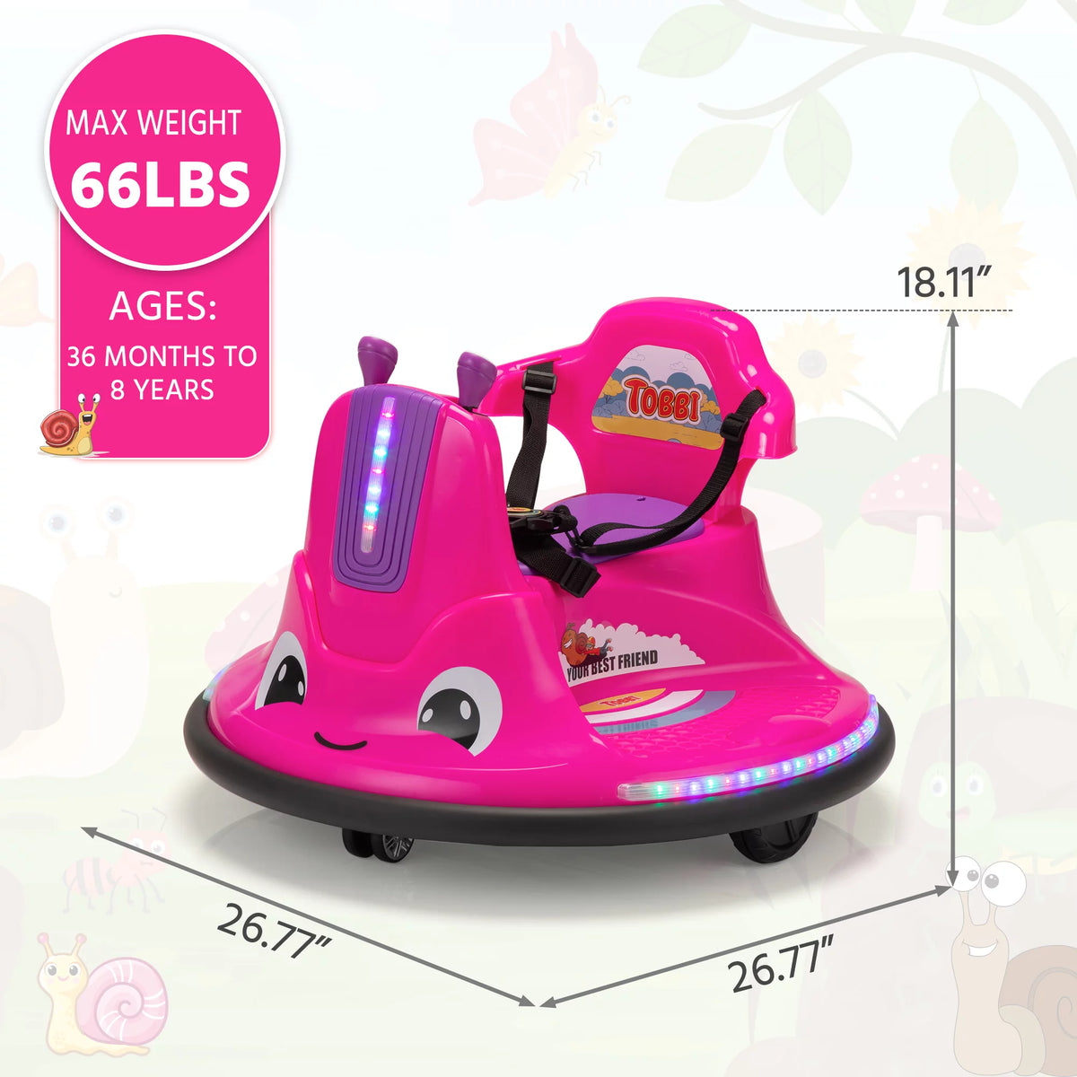 12V Kids Bumper Car with Remote Control LED Lights K445583