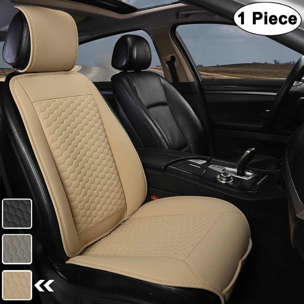 Black Car Seat Covers, 1 Pair Universal Sideless Seat Protectors with Lumbar Support and Headrest Cover, Pack of 2 L34086
