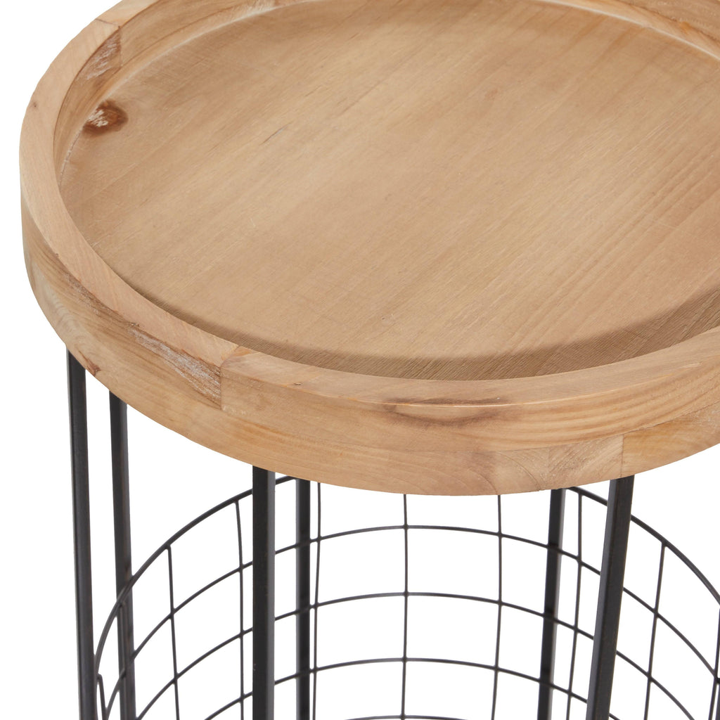 Black Metal Industrial Accent Table T8108