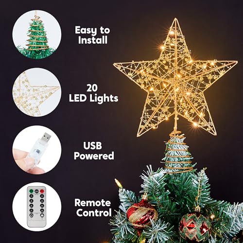 9.5inch Metal Beaded Star Tree Topper A9434