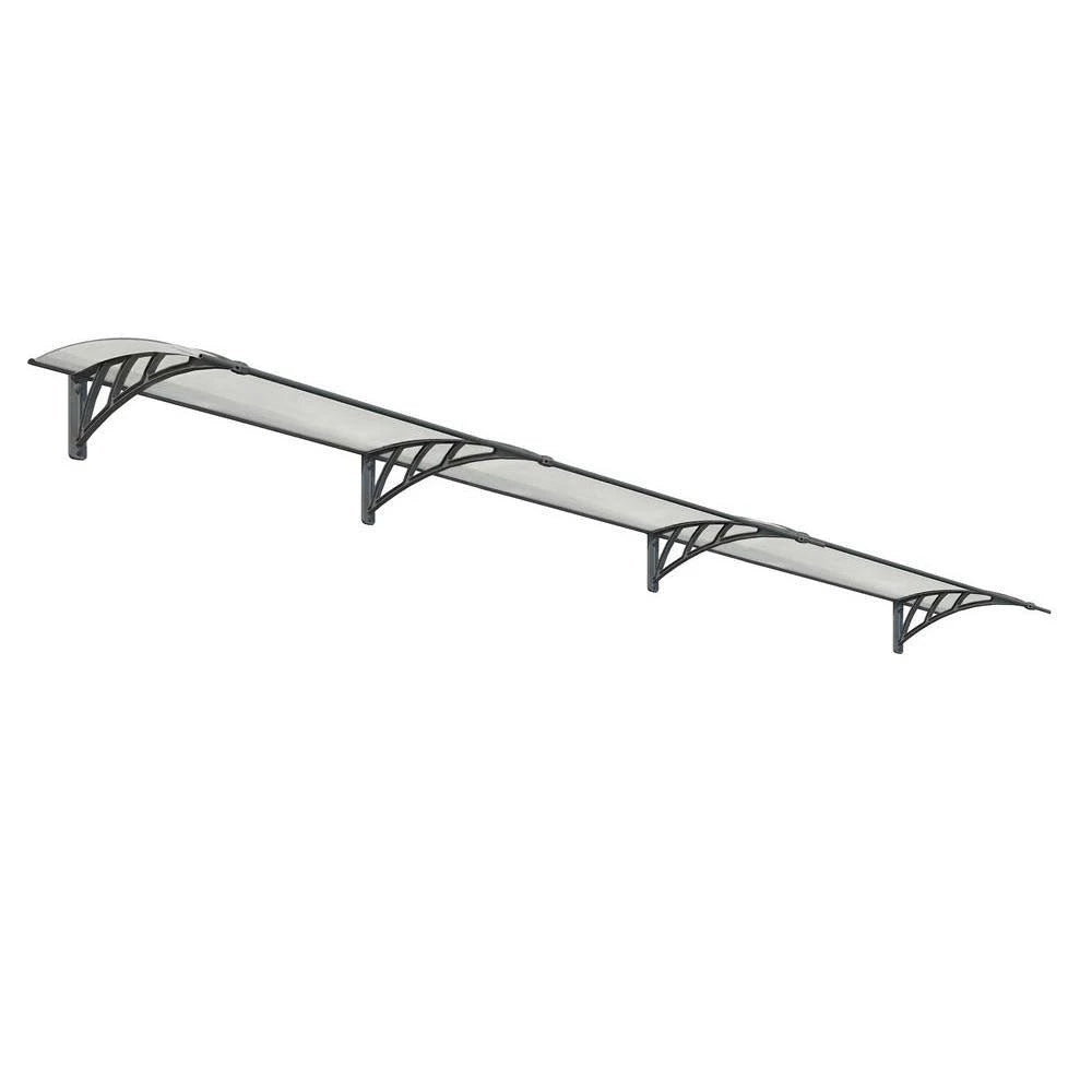 Grey Polycarbonate Door Canopy Awning 13.5 ft. W x 3 ft. D G916406