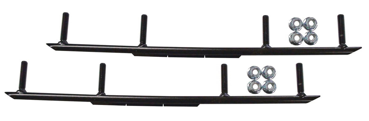 Green BX Snowmobile Skis with 6" Round Bars Complete Kit B607