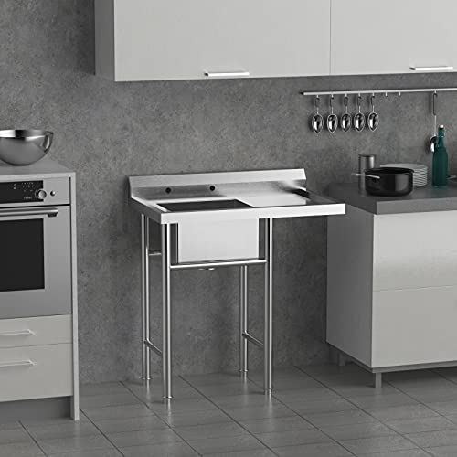 304 Stainless Steel Utility Sink with Drainboard F300834