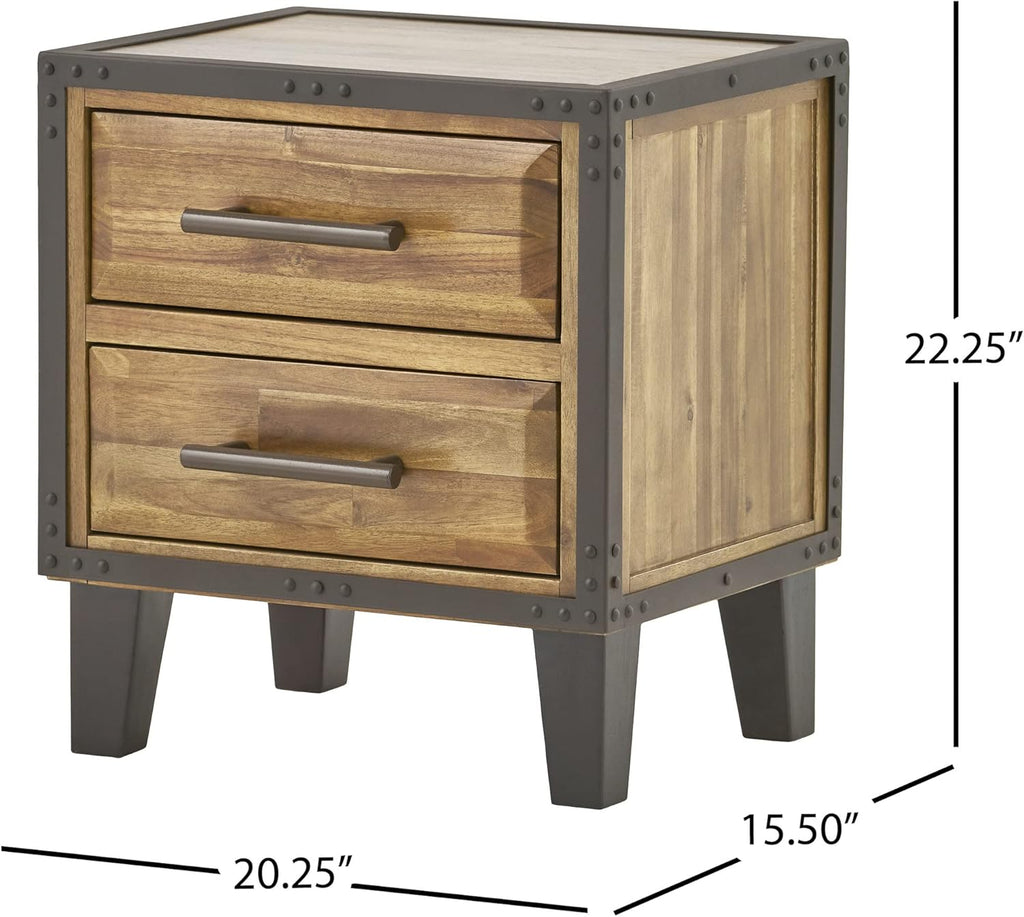 Acacia Wood Two Drawer Night Stand C80543