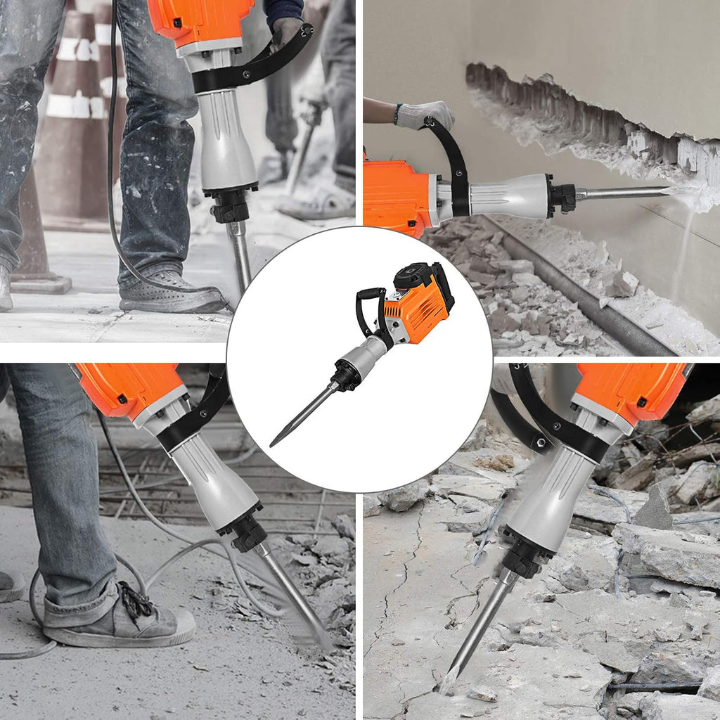 3500W Electric Demolition Hammer Concrete Breaker with Flat Chisel Bull Point Chisel S963215