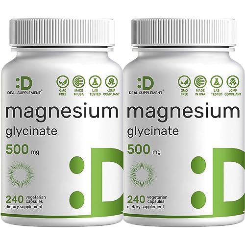 2 Pack Magnesium Glycinate 500mg 480 Veggie Capsules F9238