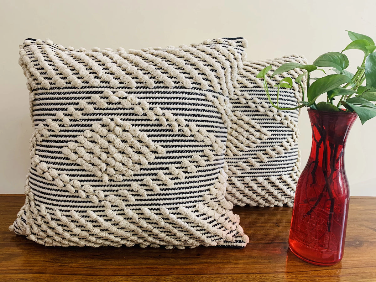 Boho Tufted Throw Pillow Covers 18x18 Set of 2 O348042