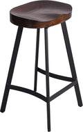 Black 26.77 inch Wood Metal Saddle Seat Bar Stool K1337