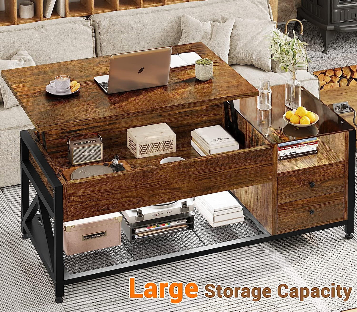 Lift Top Coffee Table with 2 Storage Drawers C898217