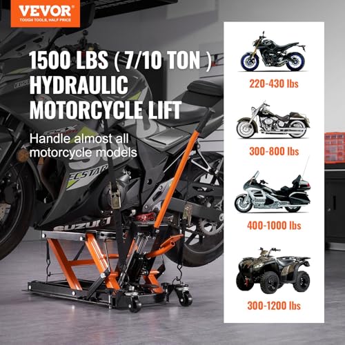 1500 LBS Hydraulic Scissor Motorcycle Jack Stand with 4 Wheels L9343