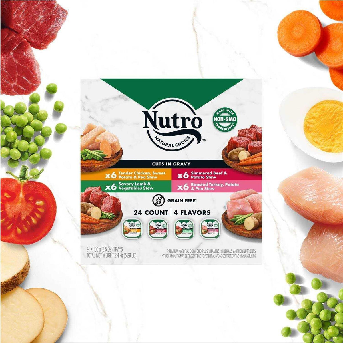 Grain Free Cuts in Gravy Beef, Lamb, Chicken and Turkey Variety Pack Adult Wet Dog Food L59238