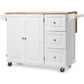White Drop-Leaf Kitchen Island Cart T304